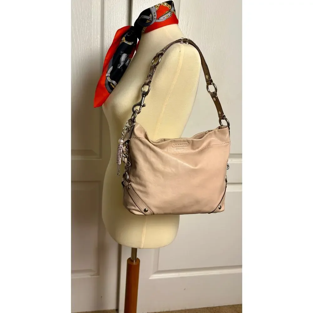 Coach Y2K Carly Curb Chain Hobo in Blush/Champagne Premium Leather
